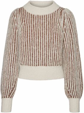 VERO MODA Sveter 'JULIETTE'  svetlobéžová / hnedá