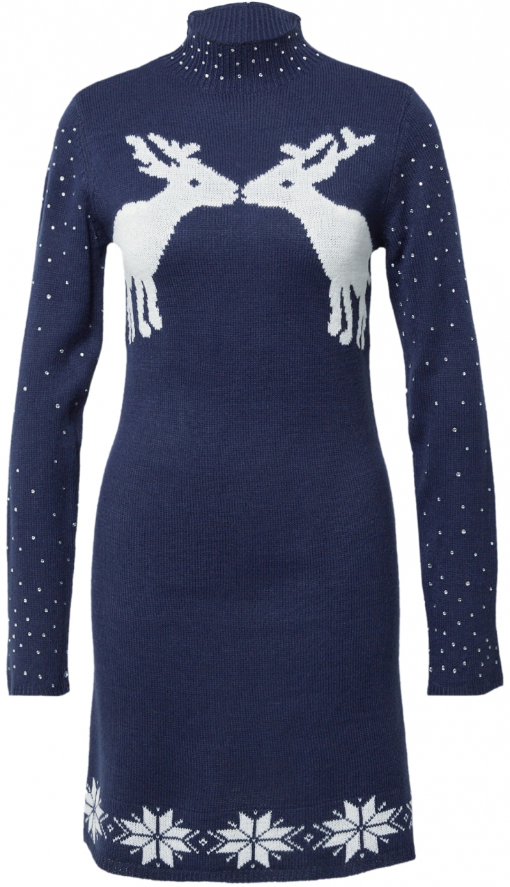 PIECES Pletené šaty 'FIRA'  námornícka modrá / biela