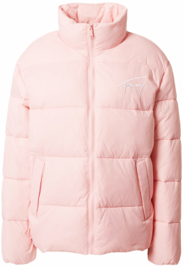 Tommy Jeans Zimná bunda  ružová / biela
