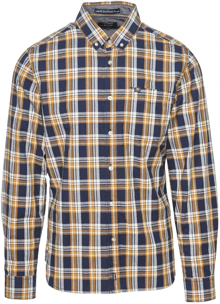 KOROSHI Košeľa  modrá / okrová / biela