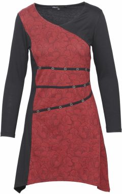 KOROSHI Šaty  tmavočervená / čierna