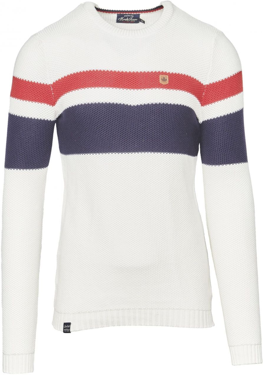 KOROSHI Sveter  modrá / červená / šedobiela