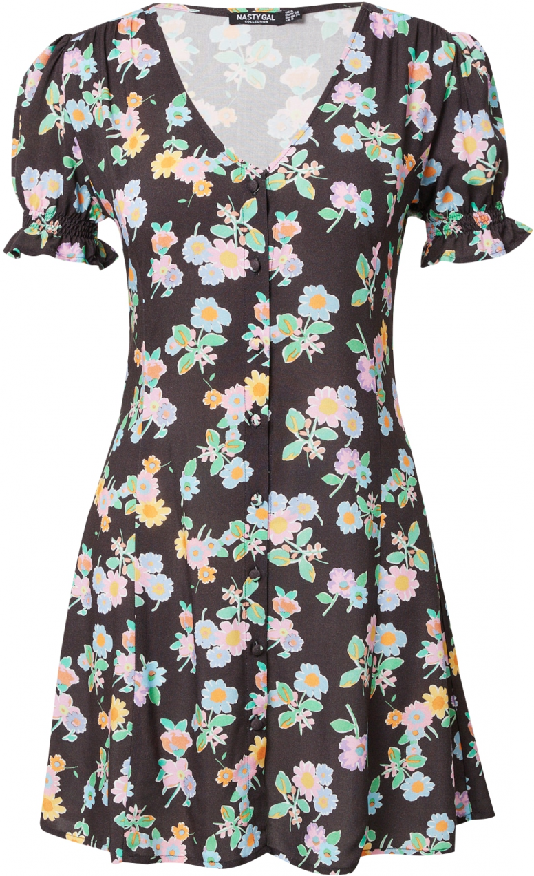 Nasty Gal Šaty  zelená / fialová / oranžová / čierna