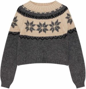 Pull&Bear Sveter  piesková / tmavosivá / čierna