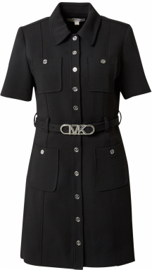 MICHAEL Michael Kors Košeľové šaty  čierna / strieborná