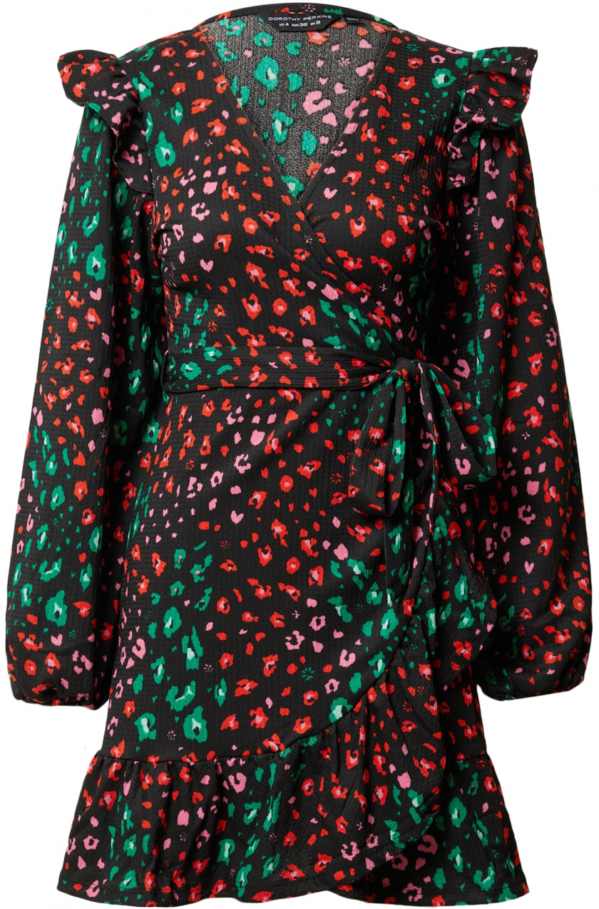 Dorothy Perkins Šaty  smaragdová / svetloružová / červená / čierna