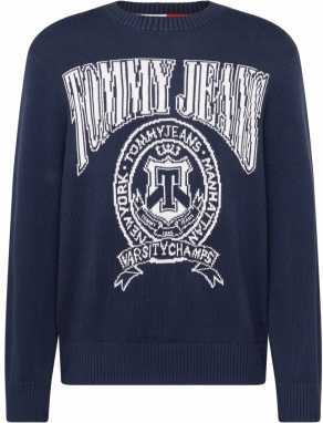 Tommy Jeans Sveter  námornícka modrá / biela