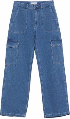 Bershka Rifľové kapsáče  modrá denim