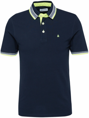 JACK & JONES Tričko 'Paulos'  sivá / neónovo zelená / čierna