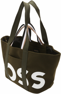BOSS Black Shopper 'Fabric synthetic fiber'  béžová / tmavozelená / čierna / biela
