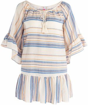 IZIA Šaty  krémová / dymovo modrá / oranžová