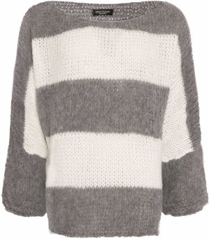 SASSYCLASSY Oversize sveter  tmavosivá / biela