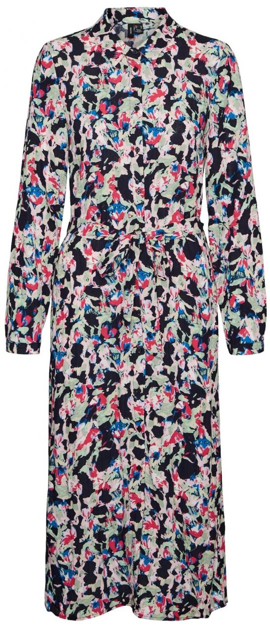 VERO MODA Košeľové šaty 'BONNI BAY'  modrá / námornícka modrá / ružová / ružová
