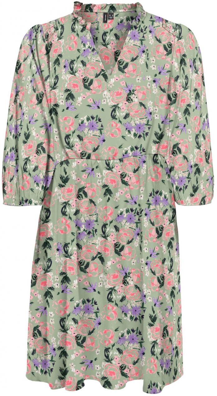 VERO MODA Šaty 'OLIVIA'  zelená / pastelovo zelená / svetlofialová / ružová