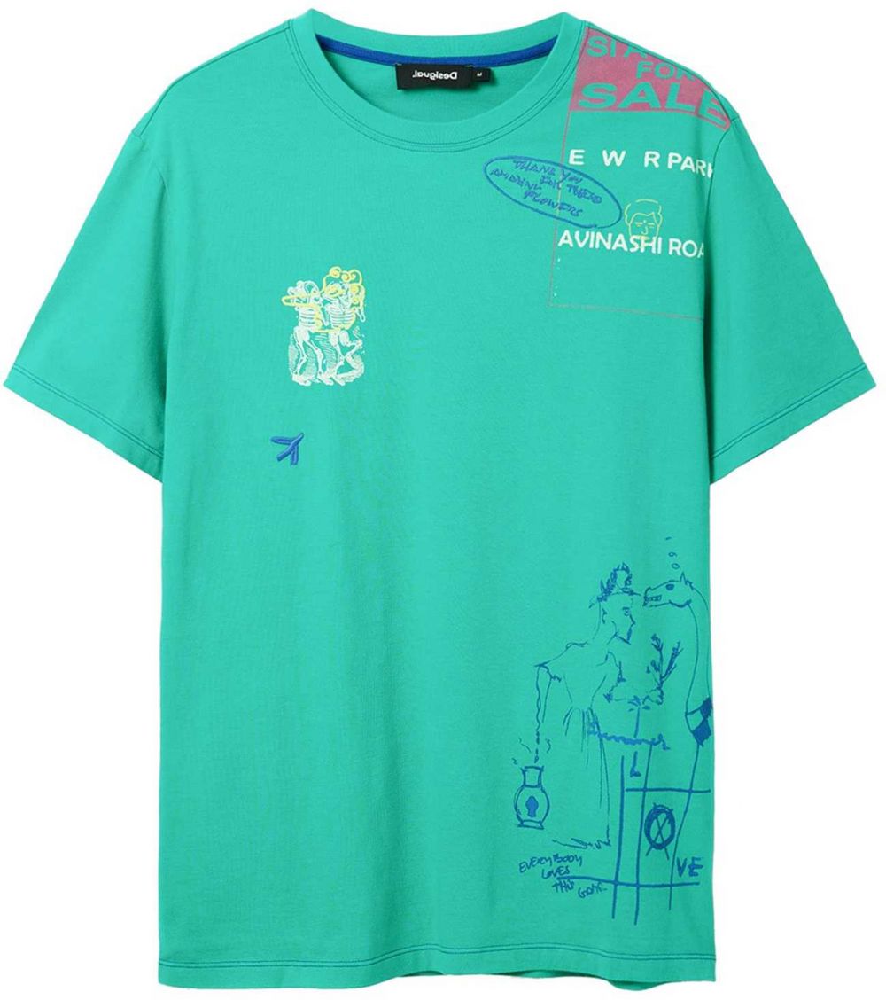 Desigual Tričko 'Francis'  modrá / nefritová / malinová / biela
