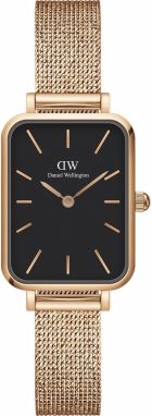 Daniel Wellington Analógové hodinky 'Quadro Pressed Melrose RG Black'  ružové zlato / čierna