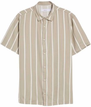 Bershka Košeľa  tmavošedá / šedobiela