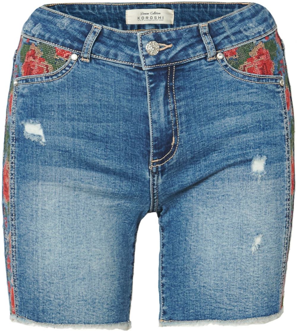KOROSHI Džínsy  modrá denim / zelená / červená