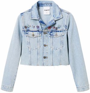 Desigual Prechodná bunda 'Soho'  modrá denim / svetlozelená / tmavofialová / melónová