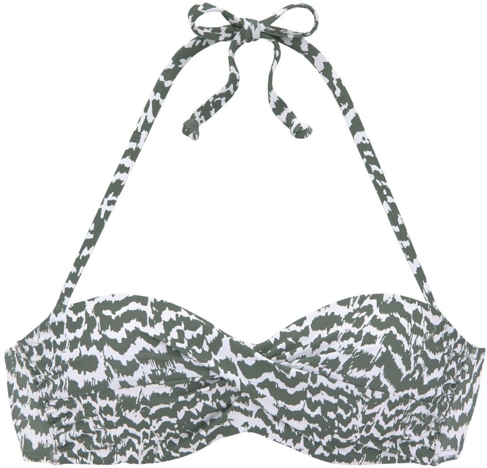 LASCANA Bikinový top  olivová / biela