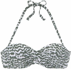 LASCANA Bikinový top  olivová / biela