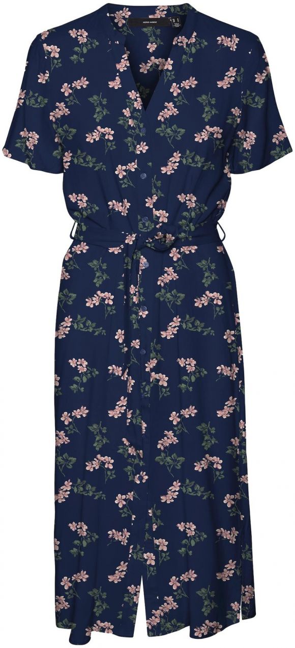 VERO MODA Košeľové šaty 'Vica'  námornícka modrá / tmavozelená / ružová