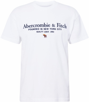 Abercrombie & Fitch Tričko  tmavomodrá / hnedá / žltá / biela