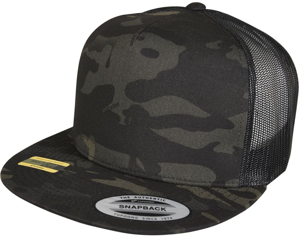 Flexfit Čiapka 'Multicam Trucker'  žltá / kaki / tmavozelená / čierna / biela