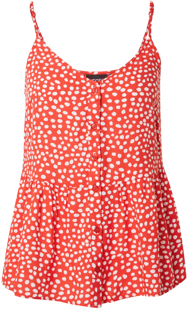 PIECES Blúzka 'TALA'  jasne červená / biela