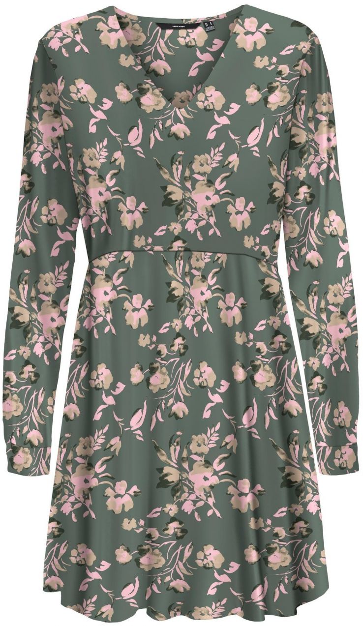 VERO MODA Šaty 'ANNA'  svetlozelená / tmavozelená / ružová