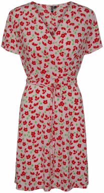 PIECES Šaty 'Emanuelle'  zelená / ružová / červená