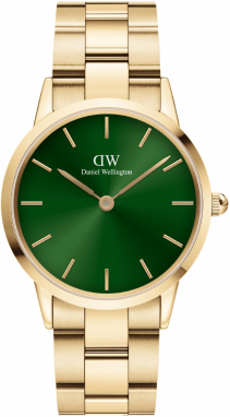Daniel Wellington Analógové hodinky 'Iconic Link Emerald G Green'  zlatá / trávovo zelená