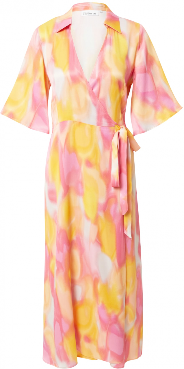 KAREN BY SIMONSEN Košeľové šaty 'Idris'  zlatá žltá / svetloružová / biela