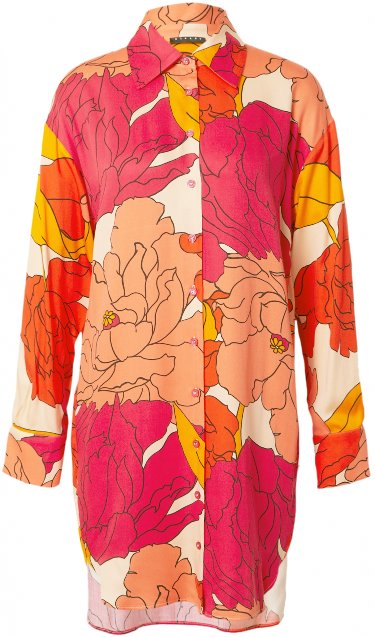 Sisley Košeľové šaty  krémová / žltá / oranžová / brusnicová