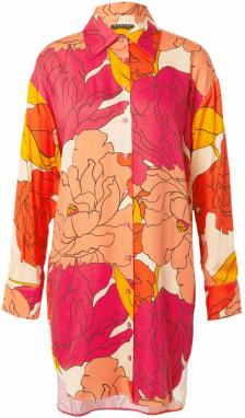 Sisley Košeľové šaty  krémová / žltá / oranžová / brusnicová