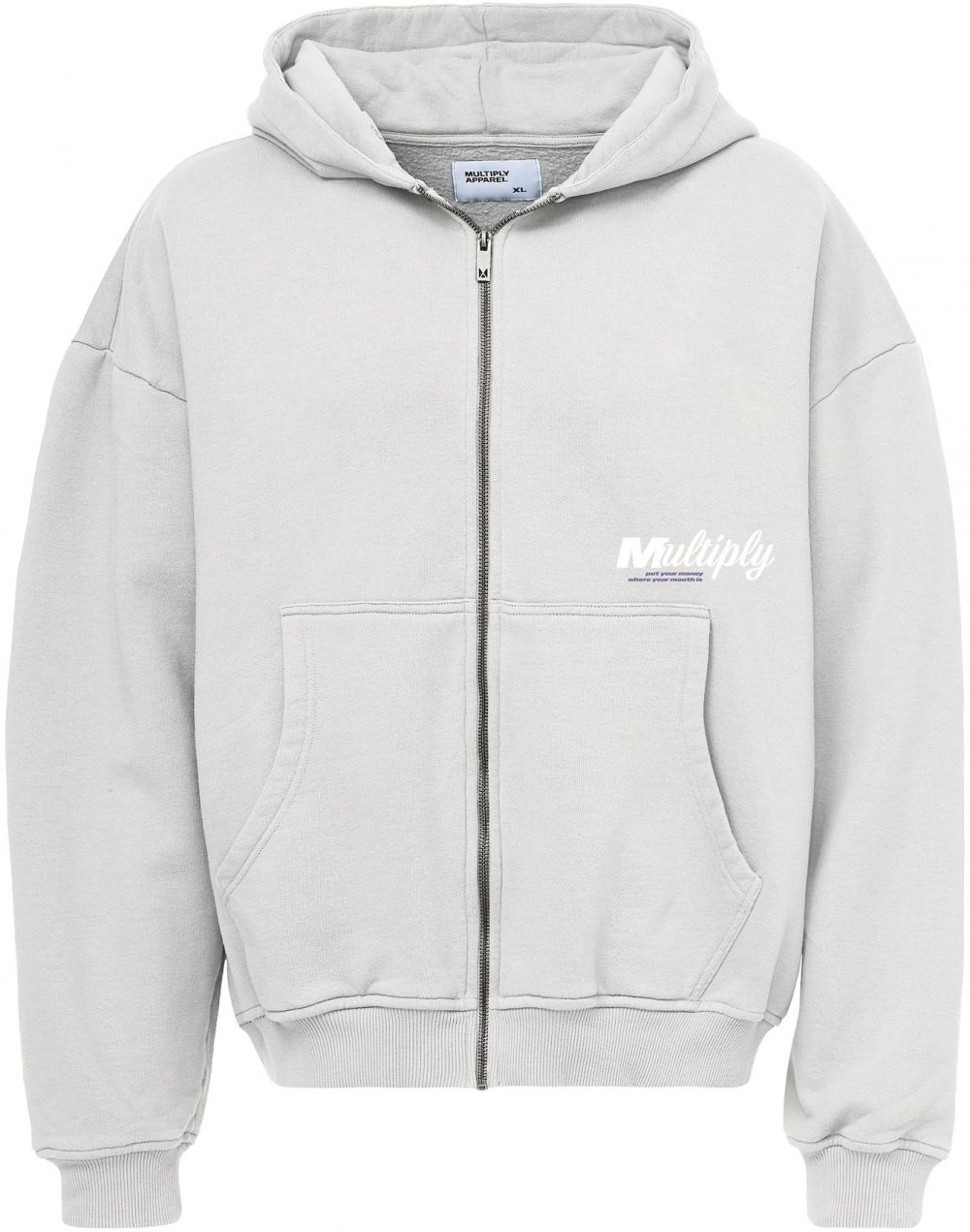 Multiply Apparel Tepláková bunda  svetlosivá / čierna / biela