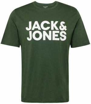 JACK & JONES Tričko  jedľová / biela