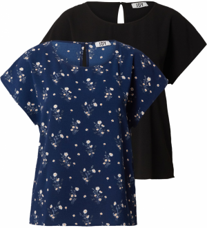 JDY Tričko 'ALBA'  tmavomodrá / modrosivá / biela
