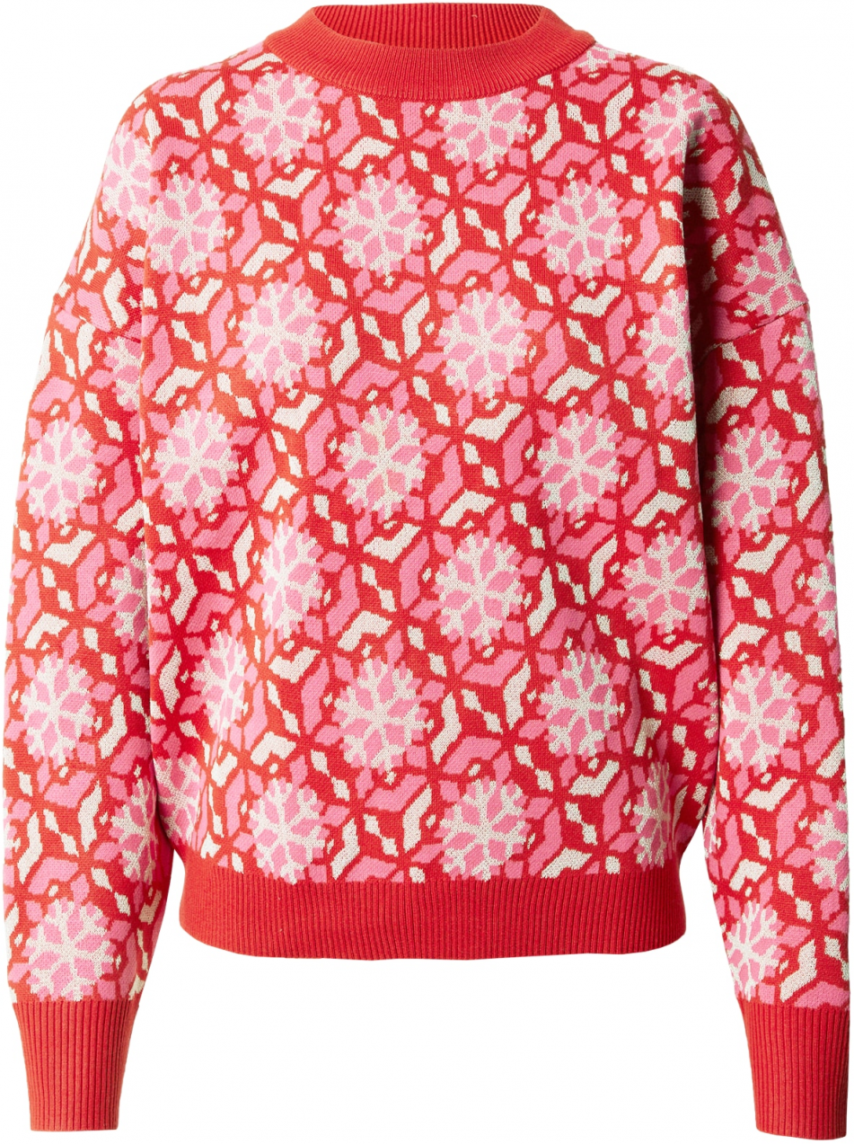 Warehouse Sveter  svetloružová / svetločervená / biela