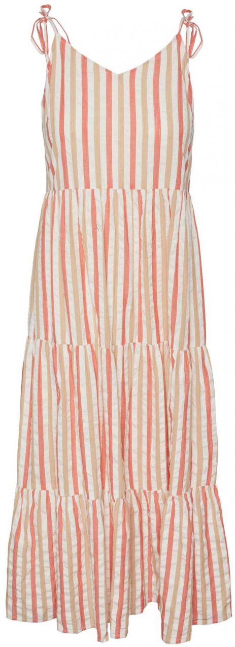 PIECES Šaty 'Lucid'  oranžová / marhuľová / biela