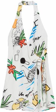 Bershka Šaty  modrá / zelená / oranžová / biela