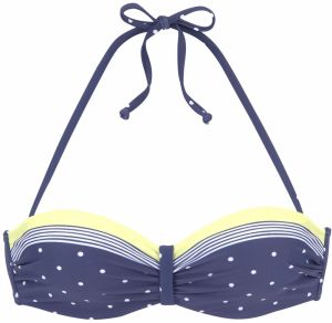 LASCANA Bikinový top  modrá / žltá / biela