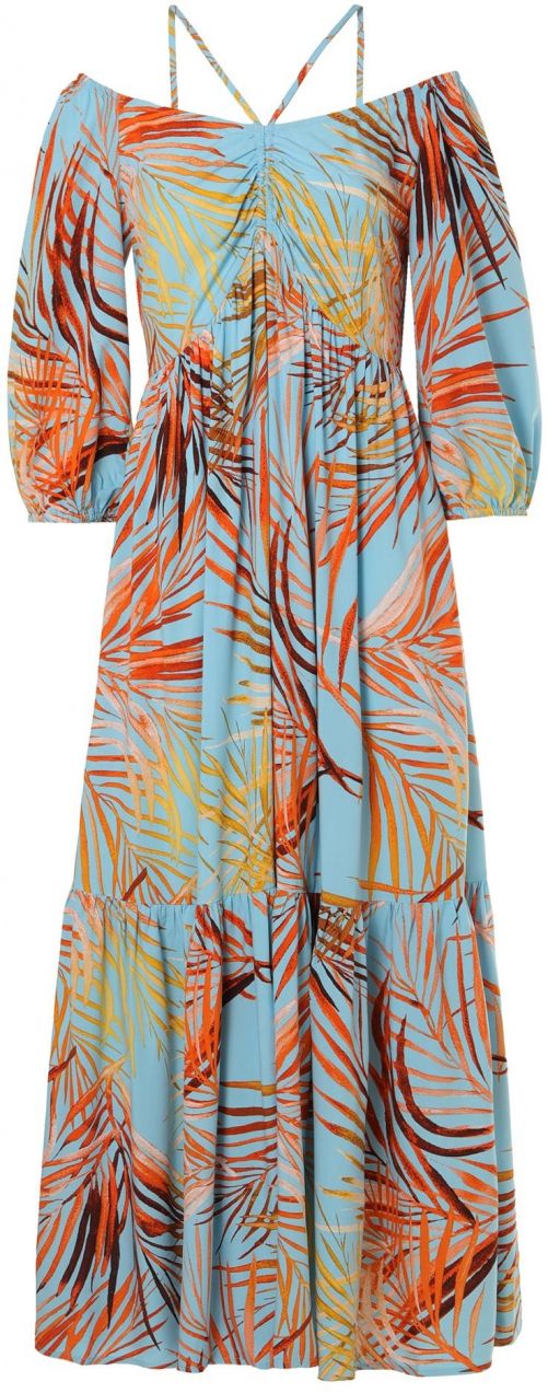 TATUUM Šaty 'PALMIKO 1'  tyrkysová / hnedá / oranžová