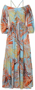 TATUUM Šaty 'PALMIKO 1'  tyrkysová / hnedá / oranžová