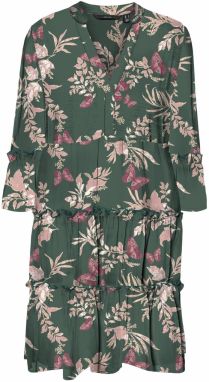 VERO MODA Šaty 'EASY JOY'  tmavozelená / ružová / eozín / biela