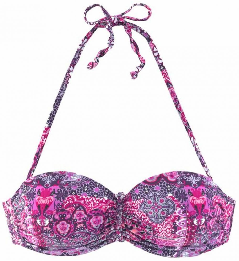 BUFFALO Bikinový top 'Happy'  baklažánová / ružová / ružová