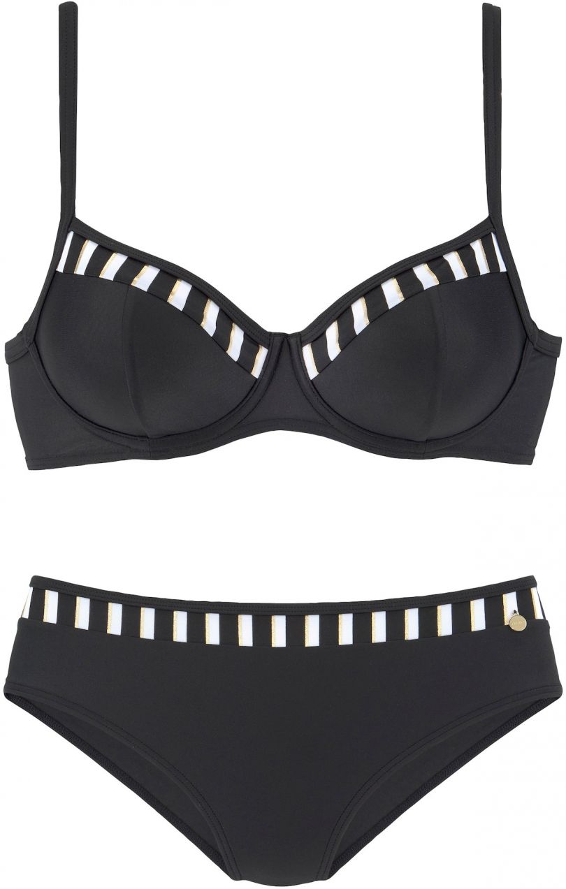 LASCANA Bikiny  zlatá / čierna / biela
