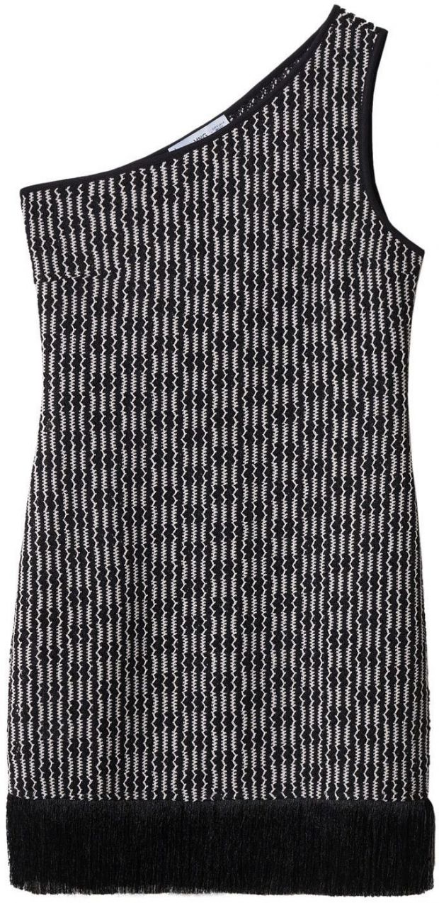 MANGO Šaty 'RUSTI'  čierna / biela