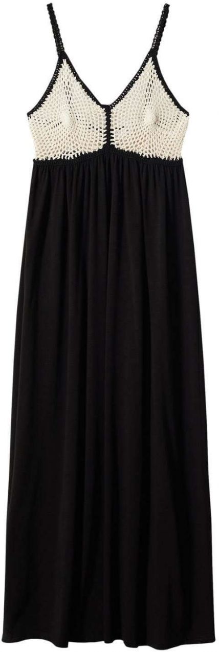 MANGO Letné šaty 'Eva'  čierna / šedobiela