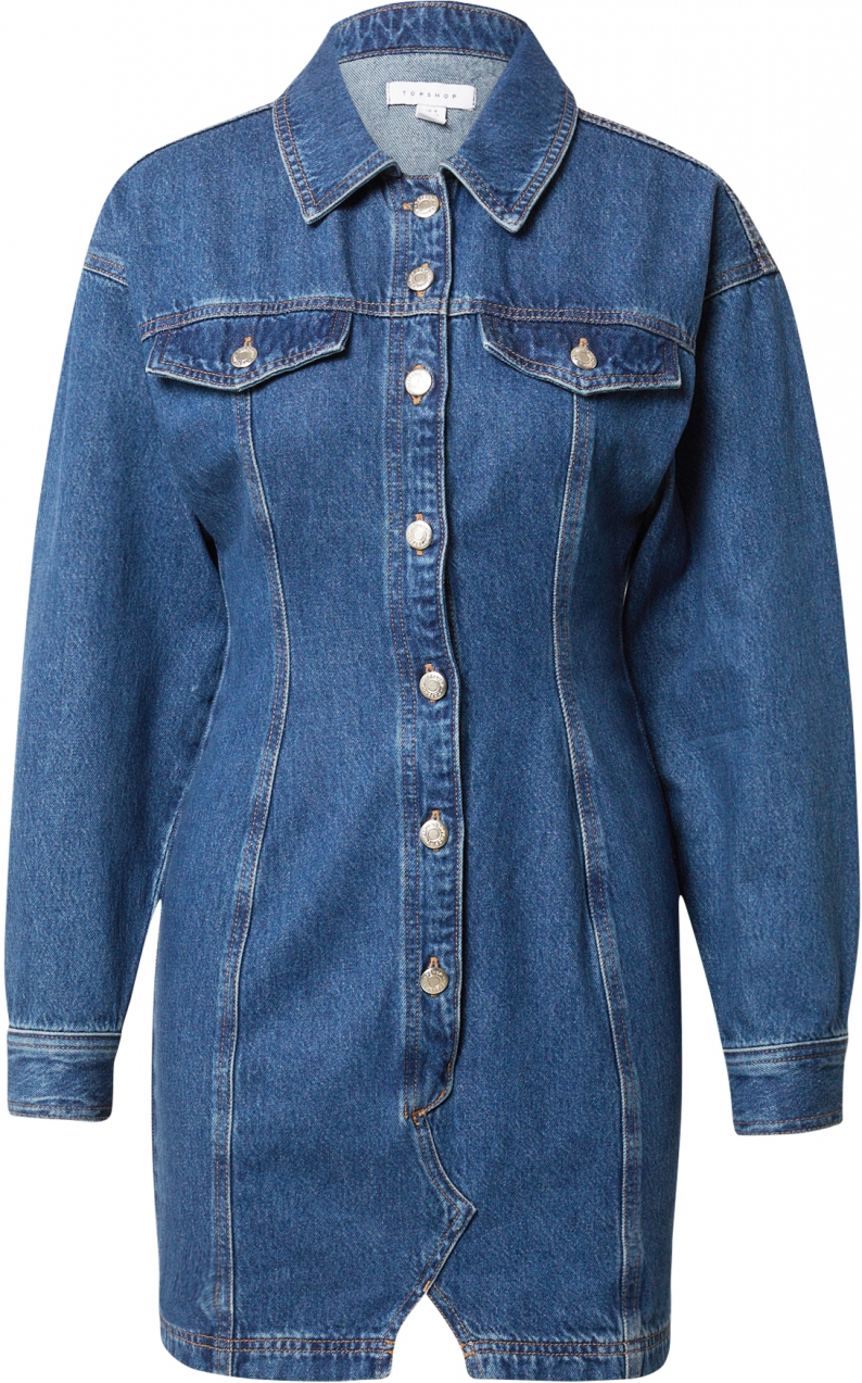 TOPSHOP Košeľové šaty  modrá denim